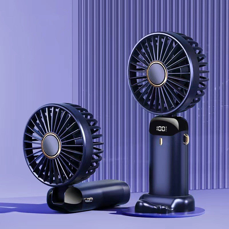 Mini USB Rechargeable Handheld Fan – Foldable, Neck Hanging, 5-Speed Air Cooler