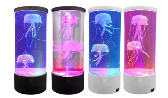 LED Jellyfish Aquarium Lamp – USB Night Light with Volcanic Bubble Effect