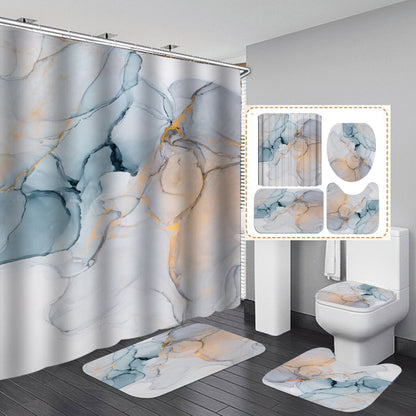 3D Shower Curtain Set with Anti-Slip Bath Mat – Modern Bathroom Decor