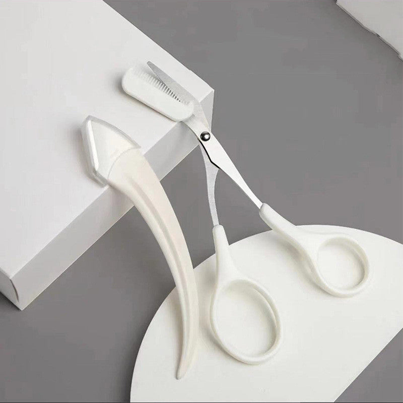 Curved Eyebrow Trimming Knife with Comb