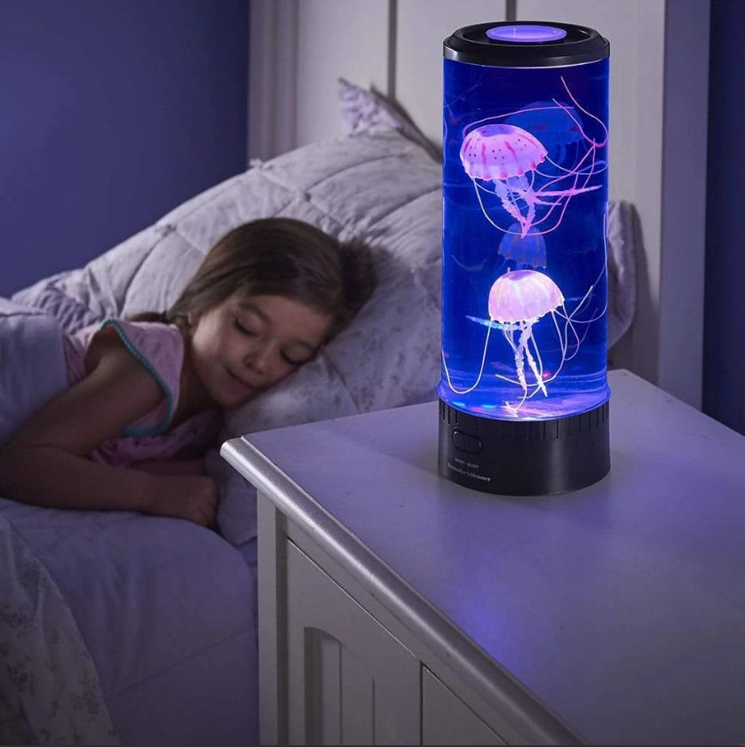 LED Jellyfish Aquarium Lamp – USB Night Light with Volcanic Bubble Effect