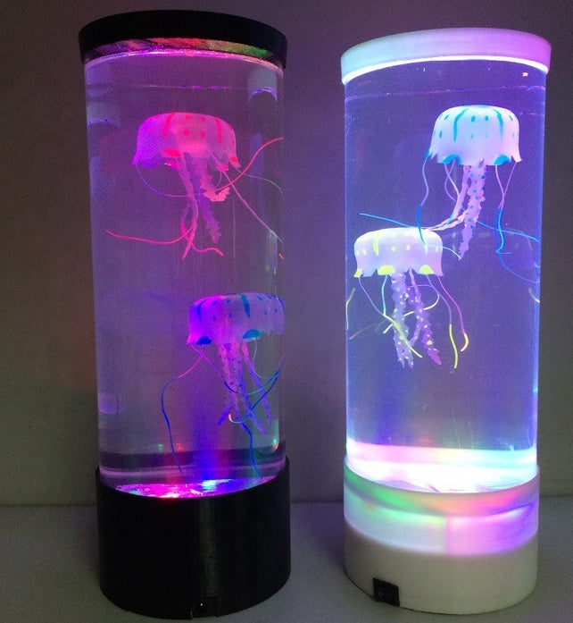 LED Jellyfish Aquarium Lamp – USB Night Light with Volcanic Bubble Effect