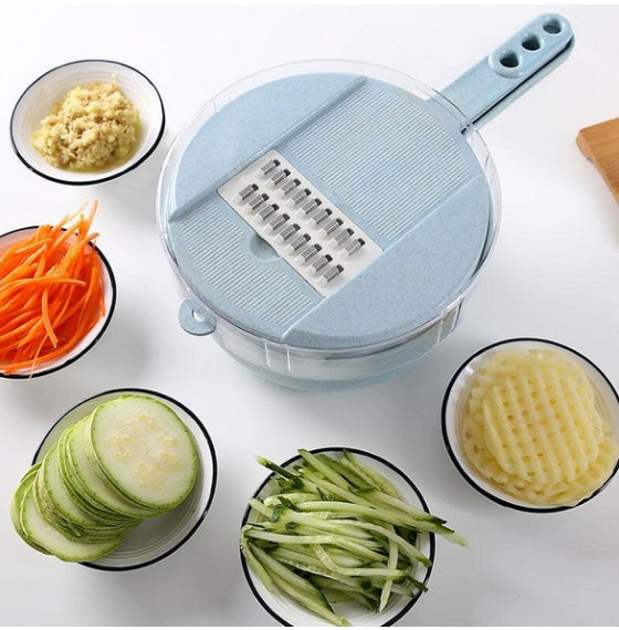 8-in-1 Mandoline Vegetable Slicer – Grater, Peeler & Cutter with Strainer