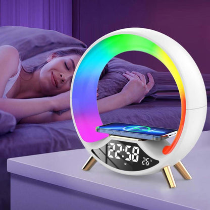 3-in-1 Wireless Charging Lamp – Bluetooth Speaker, Night Light & Alarm Clock