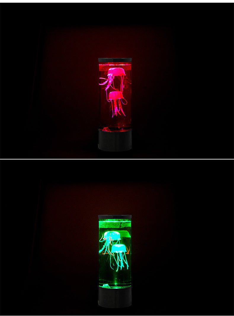 LED Jellyfish Aquarium Lamp – USB Night Light with Volcanic Bubble Effect