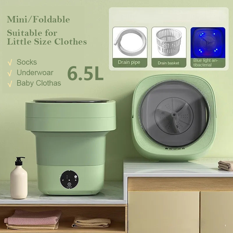 Mini Foldable Washing Machine – Portable Washer with Spin Basket & 3 Wash Modes