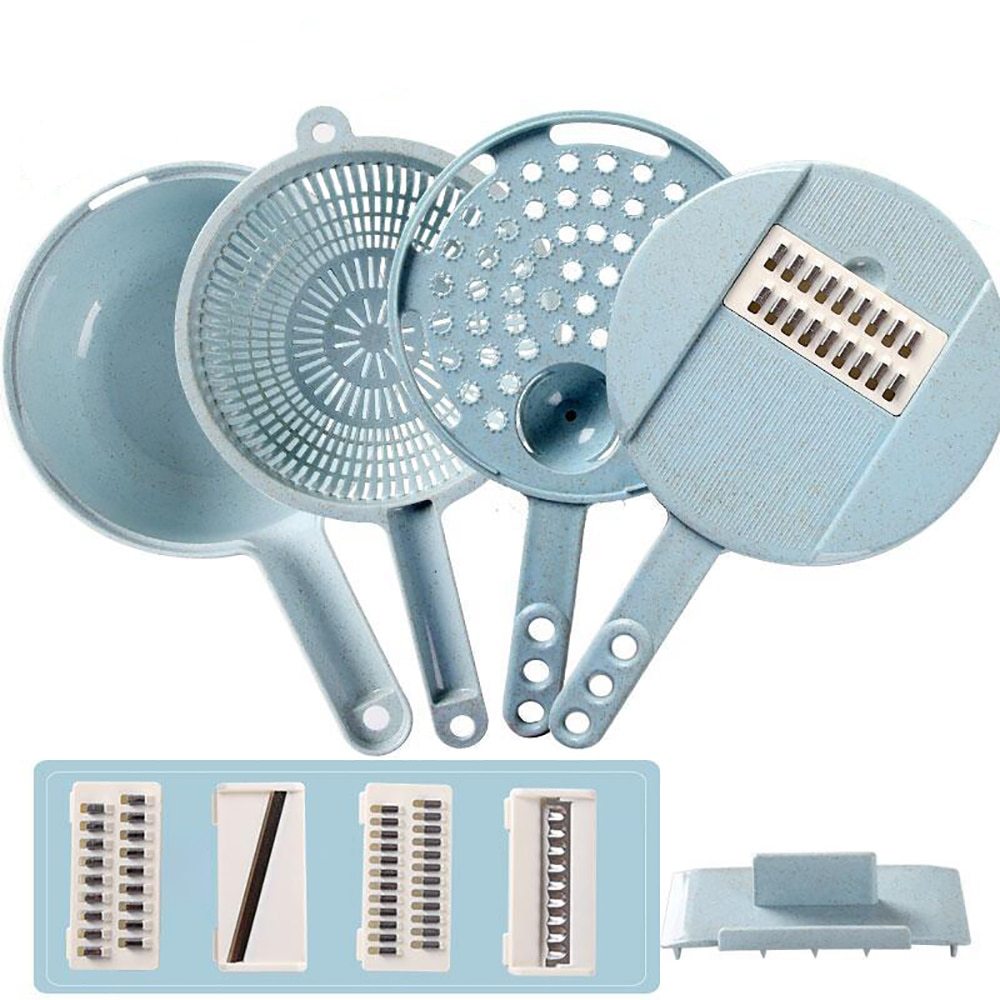 8-in-1 Mandoline Vegetable Slicer – Grater, Peeler & Cutter with Strainer