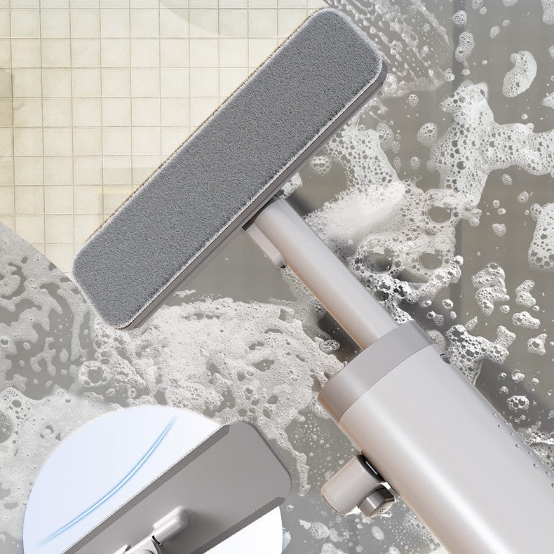 Self-Wringing Mini Mop with Microfiber Pads – Hand-Free Flat Mop with Crevice Brush for Wet & Dry Floor Cleaning