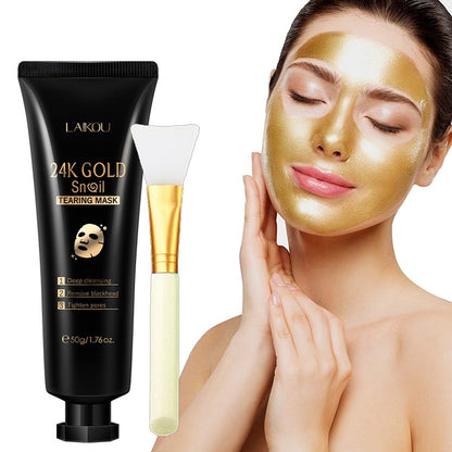 Gold Foil Snail Tear-Off Face Mask – 50g Hydrating & Brightening Skincare