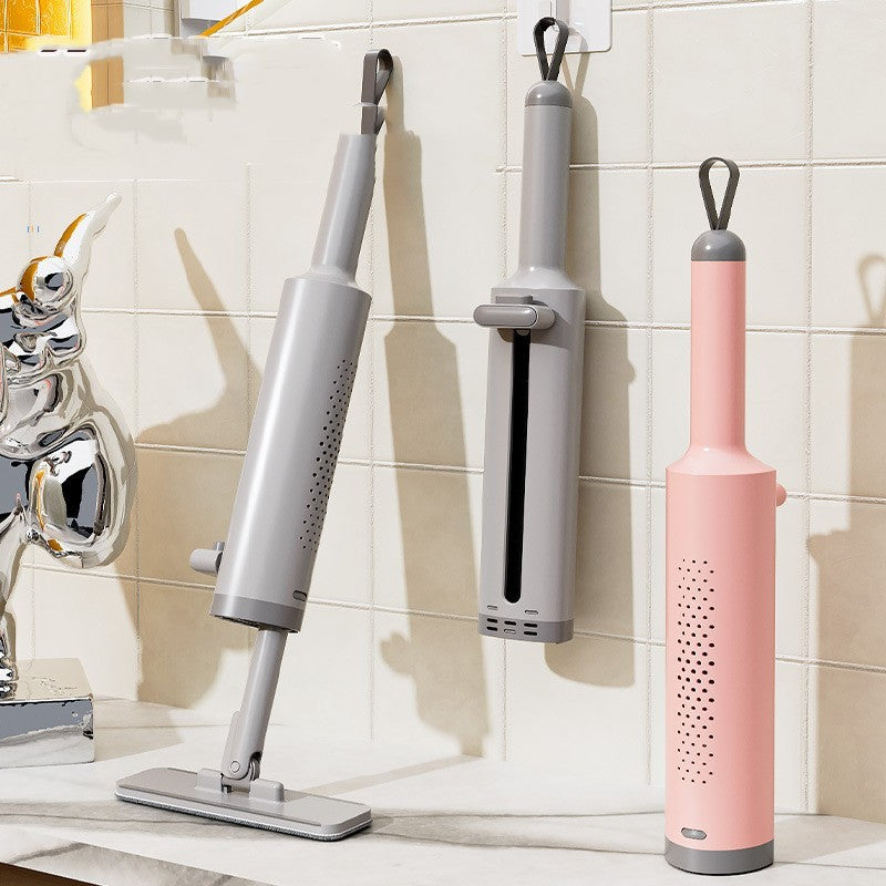 Self-Wringing Mini Mop with Microfiber Pads – Hand-Free Flat Mop with Crevice Brush for Wet & Dry Floor Cleaning