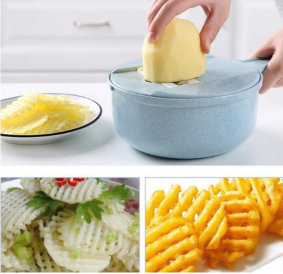 8-in-1 Mandoline Vegetable Slicer – Grater, Peeler & Cutter with Strainer