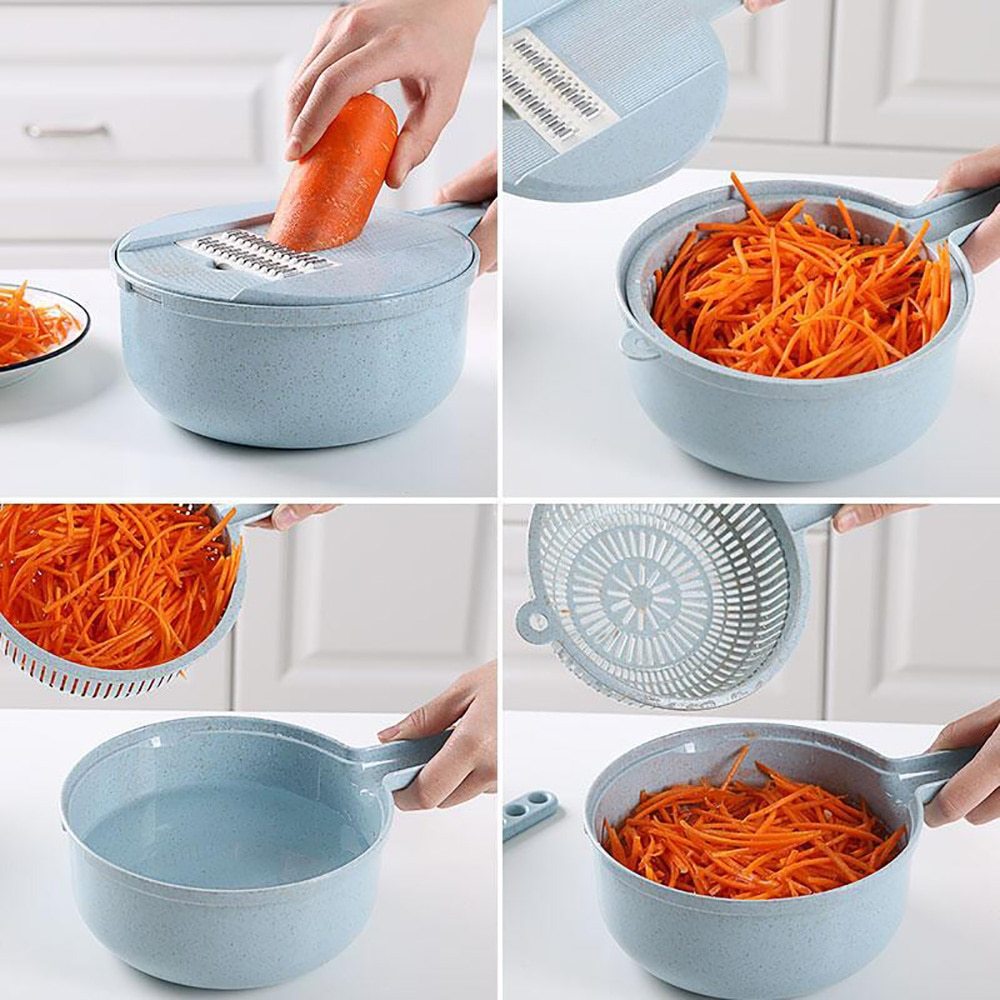 8-in-1 Mandoline Vegetable Slicer – Grater, Peeler & Cutter with Strainer