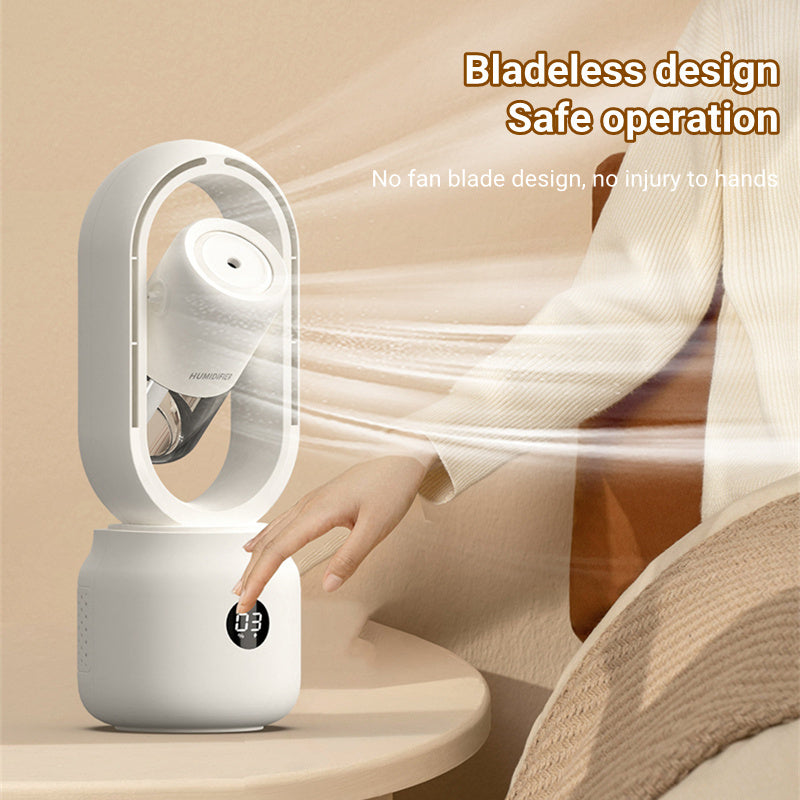 Portable Bladeless Mist Fan – USB Rechargeable Air Cooler