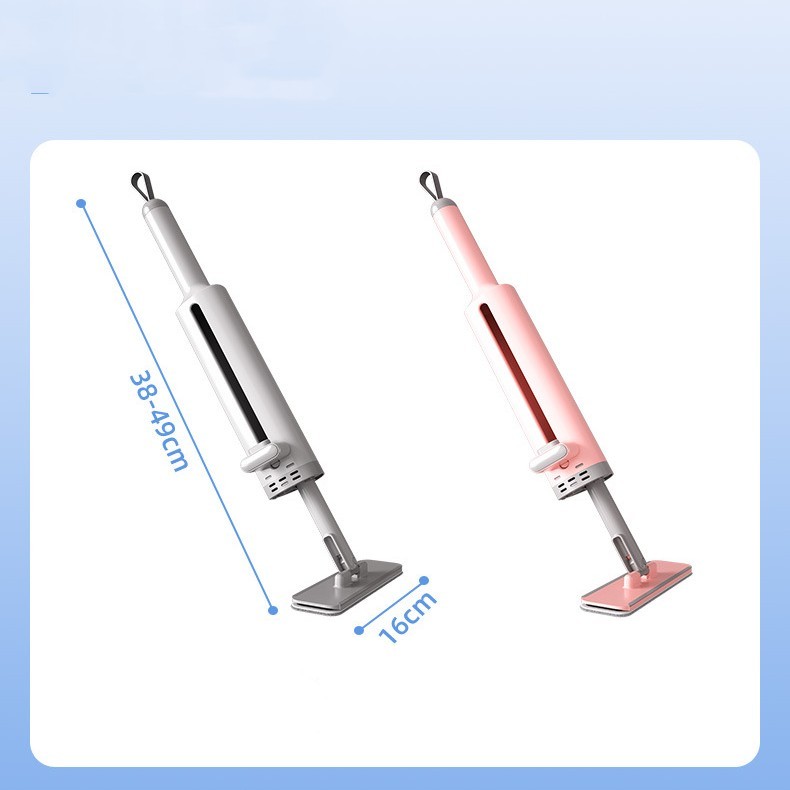 Self-Wringing Mini Mop with Microfiber Pads – Hand-Free Flat Mop with Crevice Brush for Wet & Dry Floor Cleaning