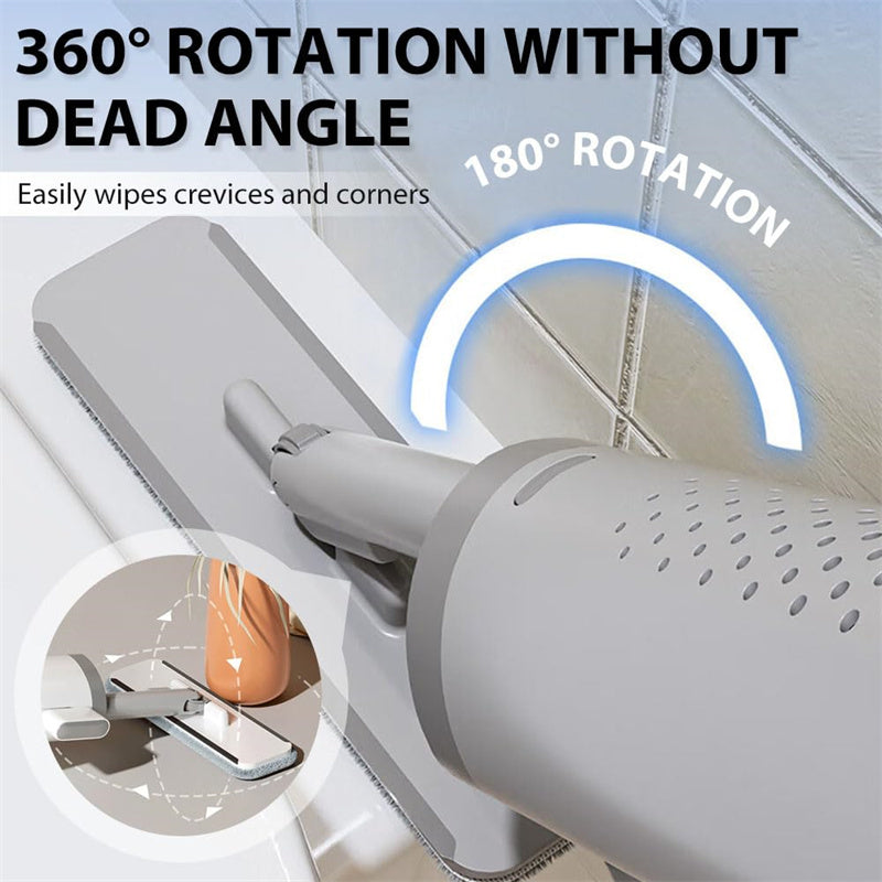 Self-Wringing Mini Mop with Microfiber Pads – Hand-Free Flat Mop with Crevice Brush for Wet & Dry Floor Cleaning