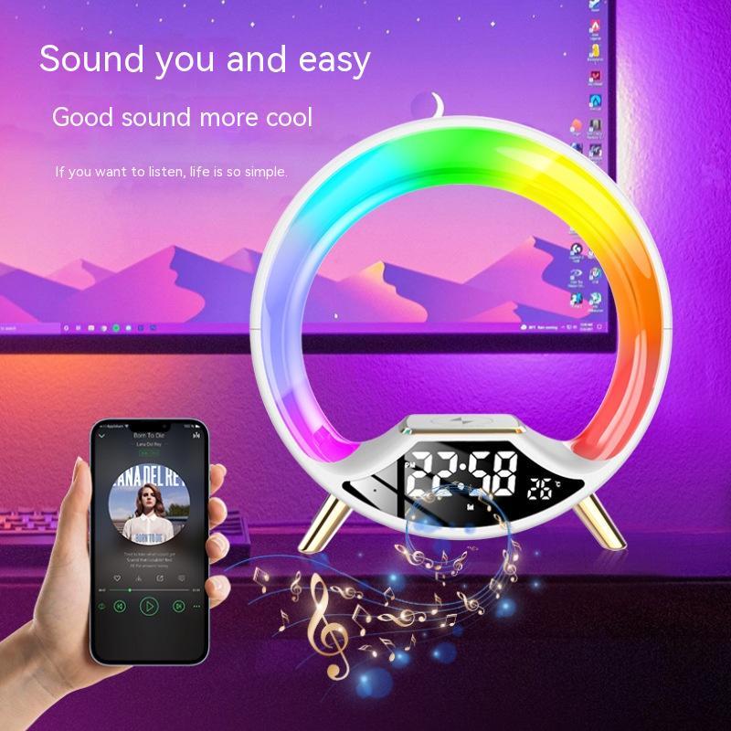 3-in-1 Wireless Charging Lamp – Bluetooth Speaker, Night Light & Alarm Clock