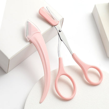 Curved Eyebrow Trimming Knife with Comb