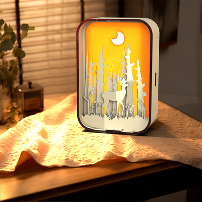 Minimalist Woodcarving LED Night Light – USB Rechargeable Bedside Lamp Gift