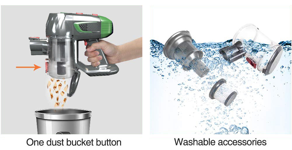 Handheld Wireless Vacuum Cleaner – Foldable Tube, 2-Speed Suction, LED Light