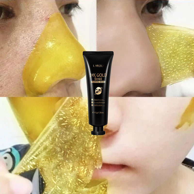 Gold Foil Snail Tear-Off Face Mask – 50g Hydrating & Brightening Skincare