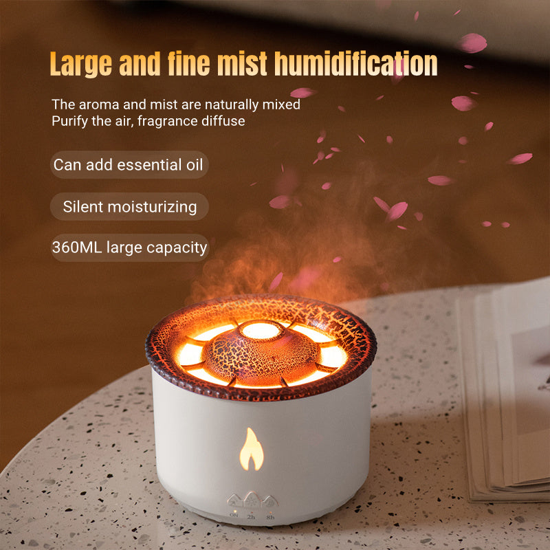 Volcano Flame Jellyfish Essential Oil Diffuser – Ultrasonic Humidifier with LED Mist & Remote