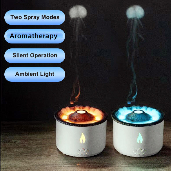 Volcano Flame Jellyfish Essential Oil Diffuser – Ultrasonic Humidifier with LED Mist & Remote